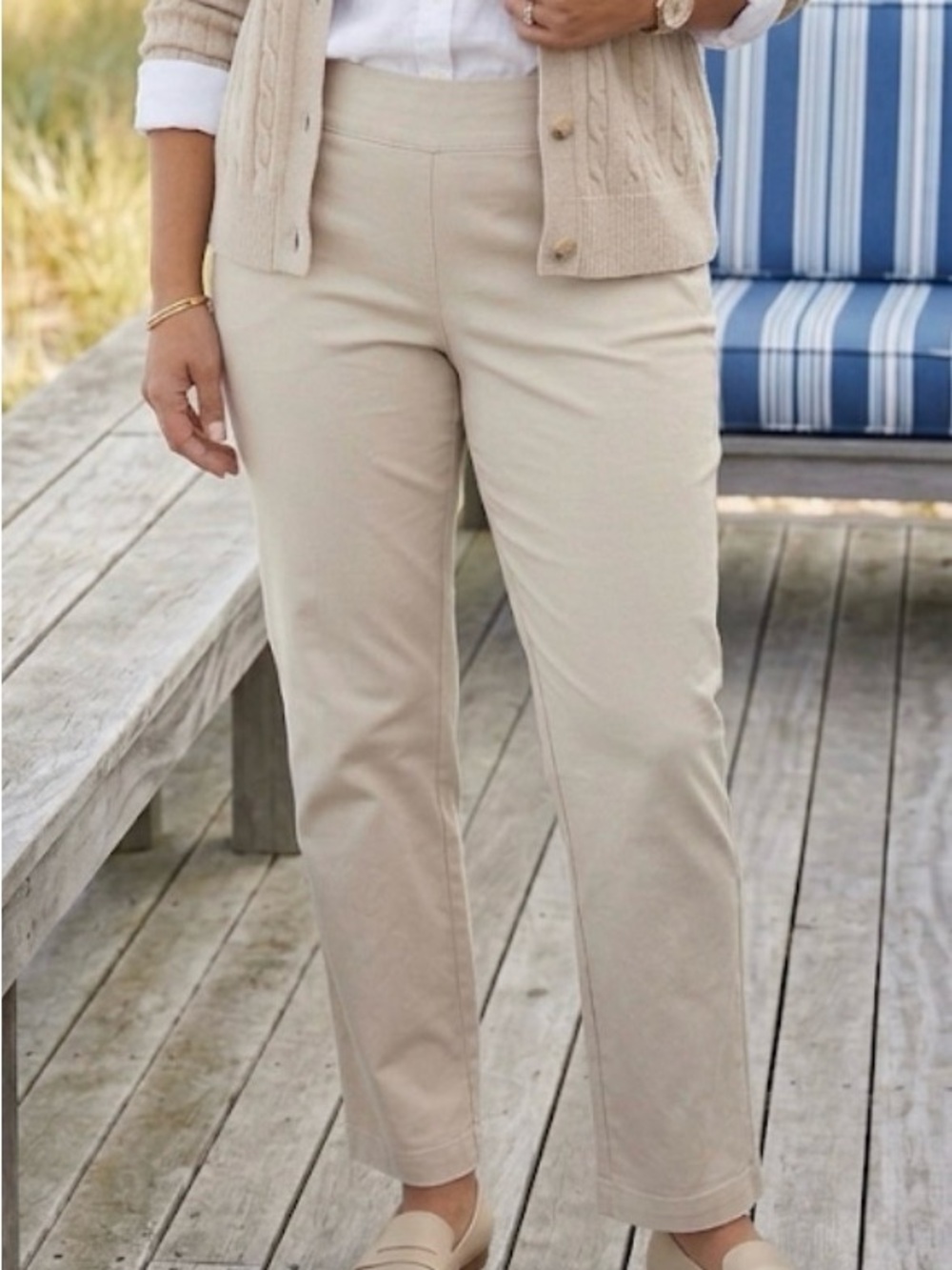J.McLaughlin Light Khaki Pull-On Flat Front Stretch Pants Size 14